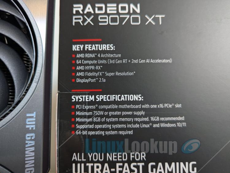 ASUS TUF Gaming Radeon RX 9070 XT OC Linux Review